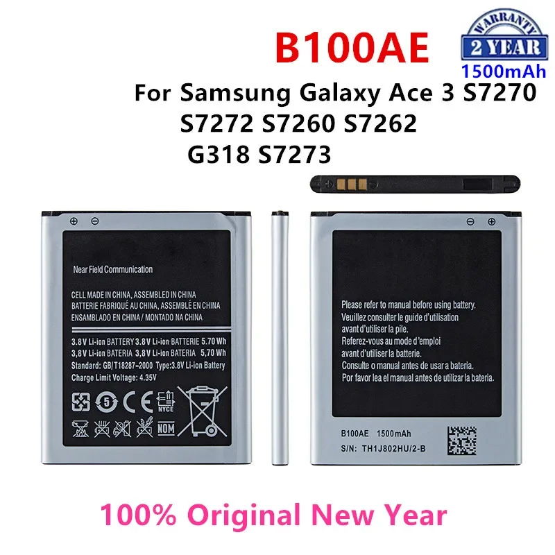 

Оригинальный аккумулятор B100AE 1500 мАч для Samsung Galaxy Ace 3 S7270 S7272 S7260 S7262 G318 S7273 мобильный телефон