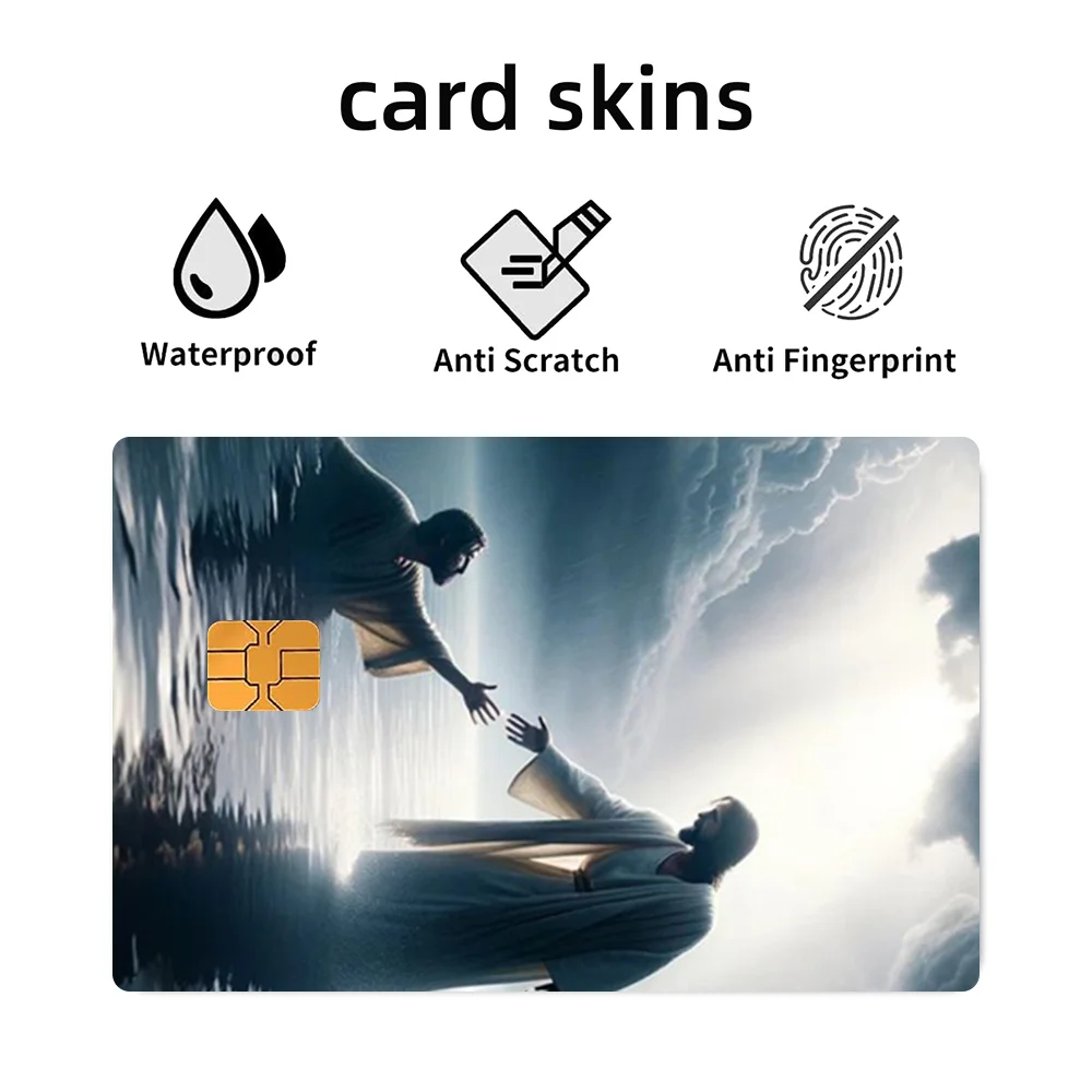 Faith Christian Religious Jesus Stickers 4pcs PVC Card Skin Stickers For Bank Card Bus Metro Case Decorate Gift