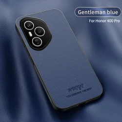 Leather Magnetic Car Holder Phone Case with Wireless Charging Compatibility for Honor 400 Pro Global (Blue)