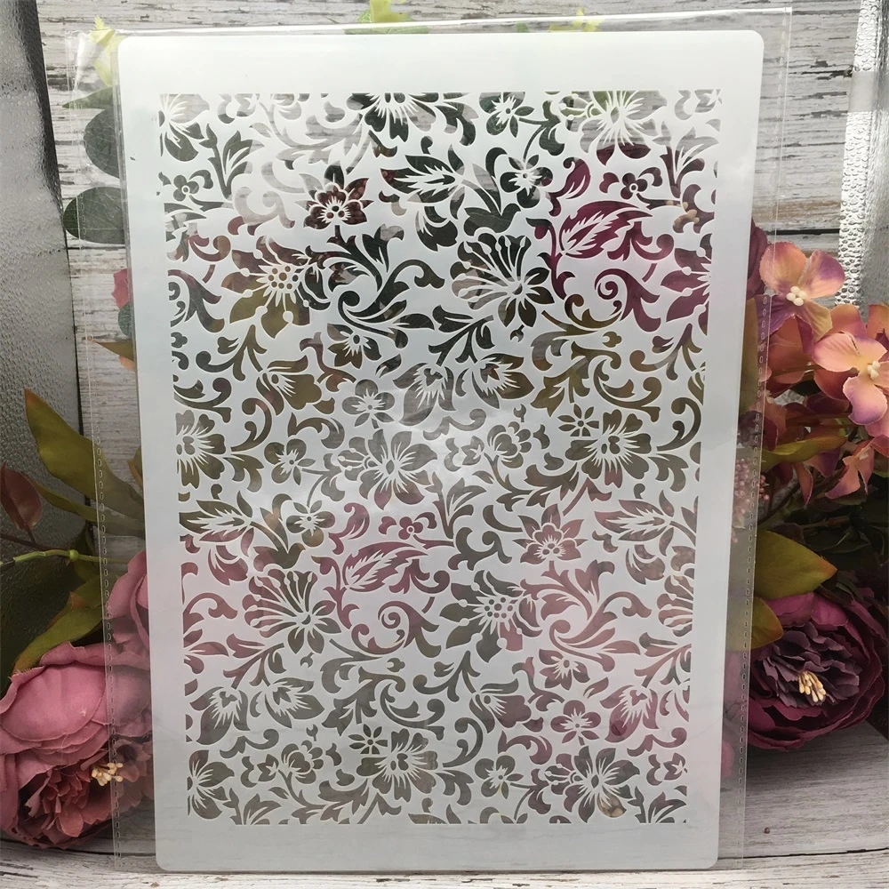 A4 Leaves Texture Decorative Stencil for DIY Projects and Wall Art