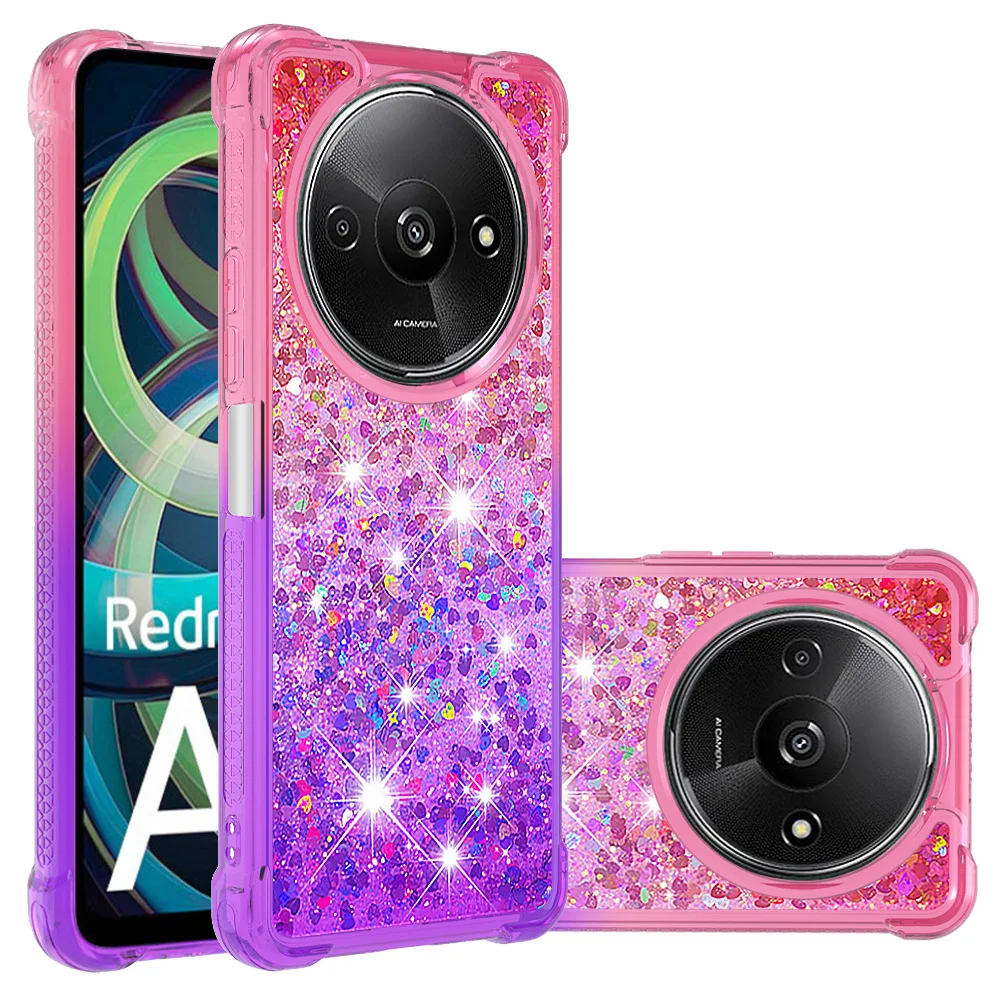 Custodia Glitter Liquida Quicksand Per Xiaomi Redmi A3 Cover Protettiva In Tpu Dinamico Antiurto Per Xiaomi A3 Capa