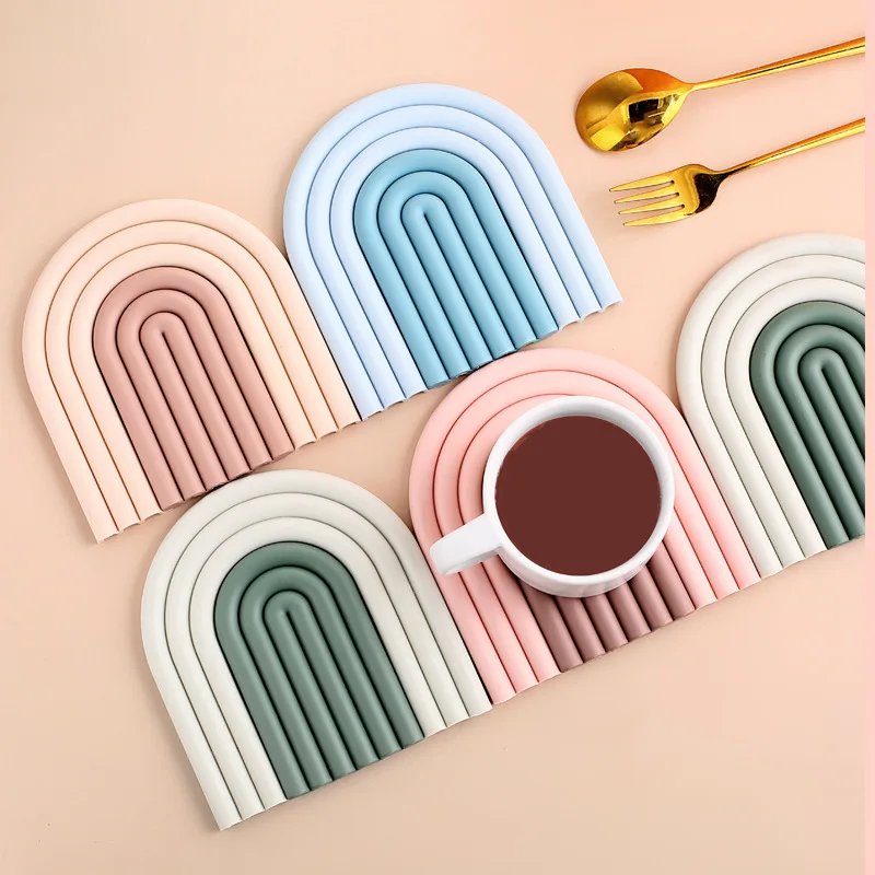

Table Pad Heat-resistant Coaster Bowl Pad Plate Pad Thickened Anti-scalding Rainbow Pad Pot Holder Coffee Table Guest Table
