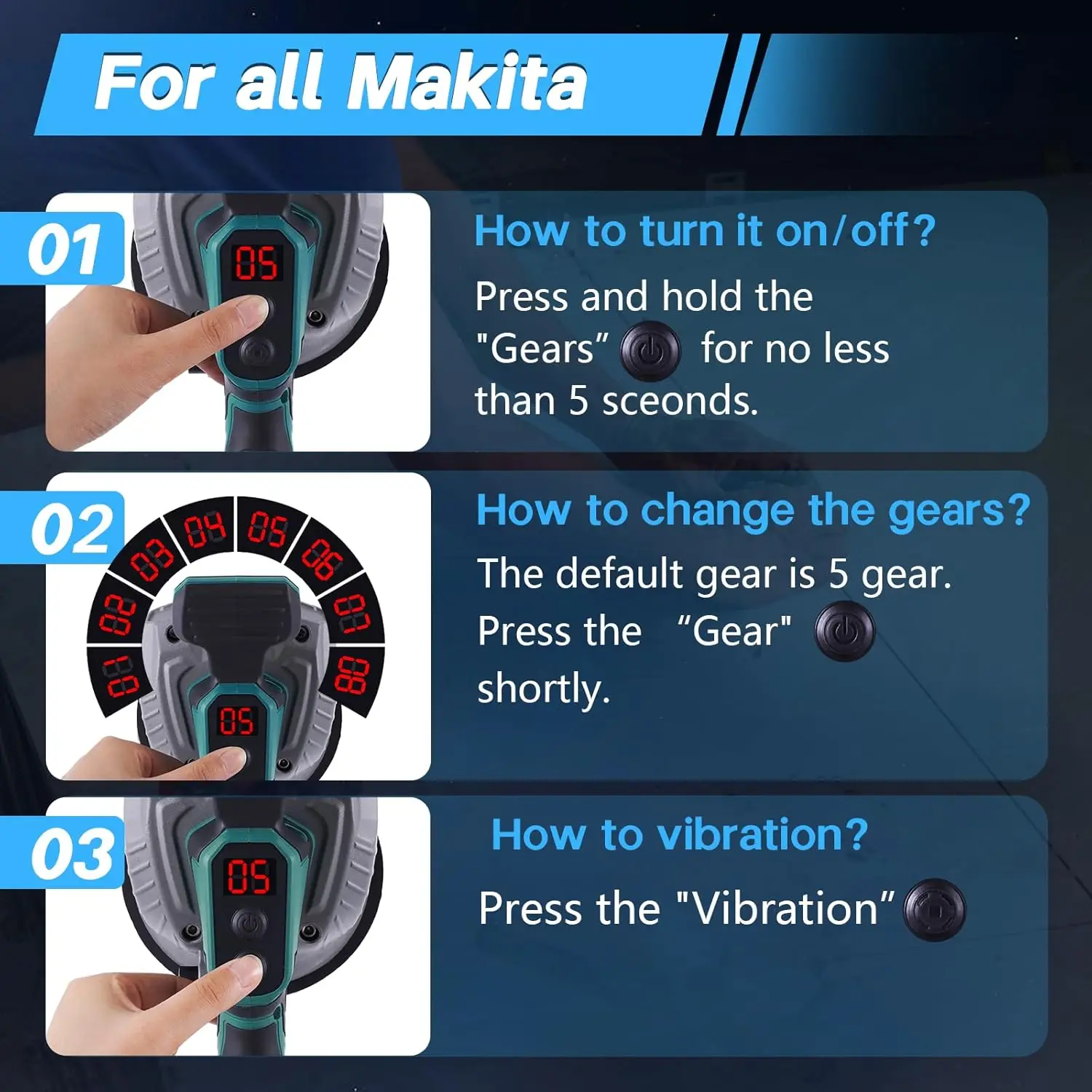 Draadloze Tegel Trillingen Nivellering Machine voor Makita Batterij 18V, Max.16000 RPM Tegel Installatie Nivellering Machine, 200kg Adsorptiecapaciteit 10-Speed Tegel Zuig Vibratio