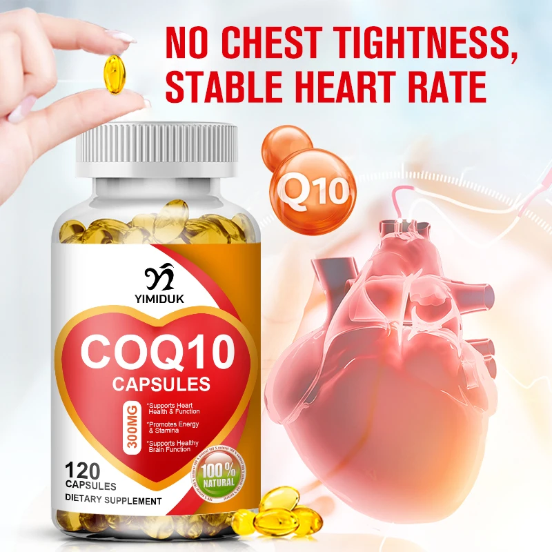 

CoQ10 Capsules 300 Mg Coenzyme Q10 Vegetarian for Energy Support Heart Healthy Protective Antioxidant