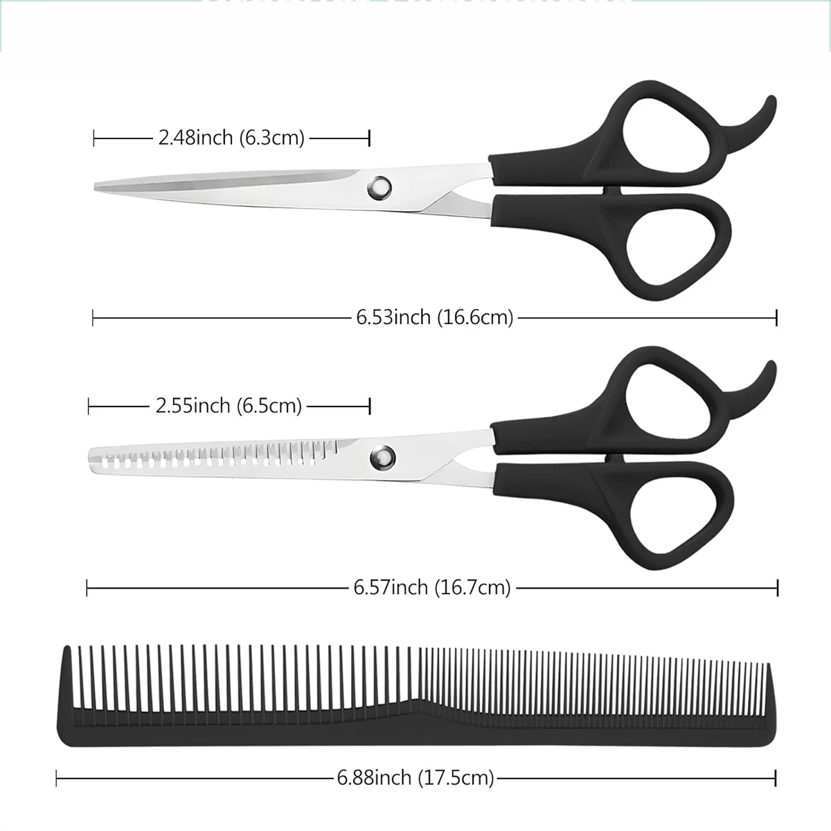 Hair Cutting Scissors 3Pcs Hair Cutting Scissors Set Professional Thinning Shear Flat Scissor Comb Kit Salon Home Hairdressing Styling Tools Supplies