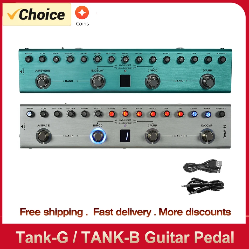 Btuty Pedale Multieffetto Chitarra TANK G V2 - Delay, Riverbero, EQ - Bluetooth, XLR - Per Home Studio E Live