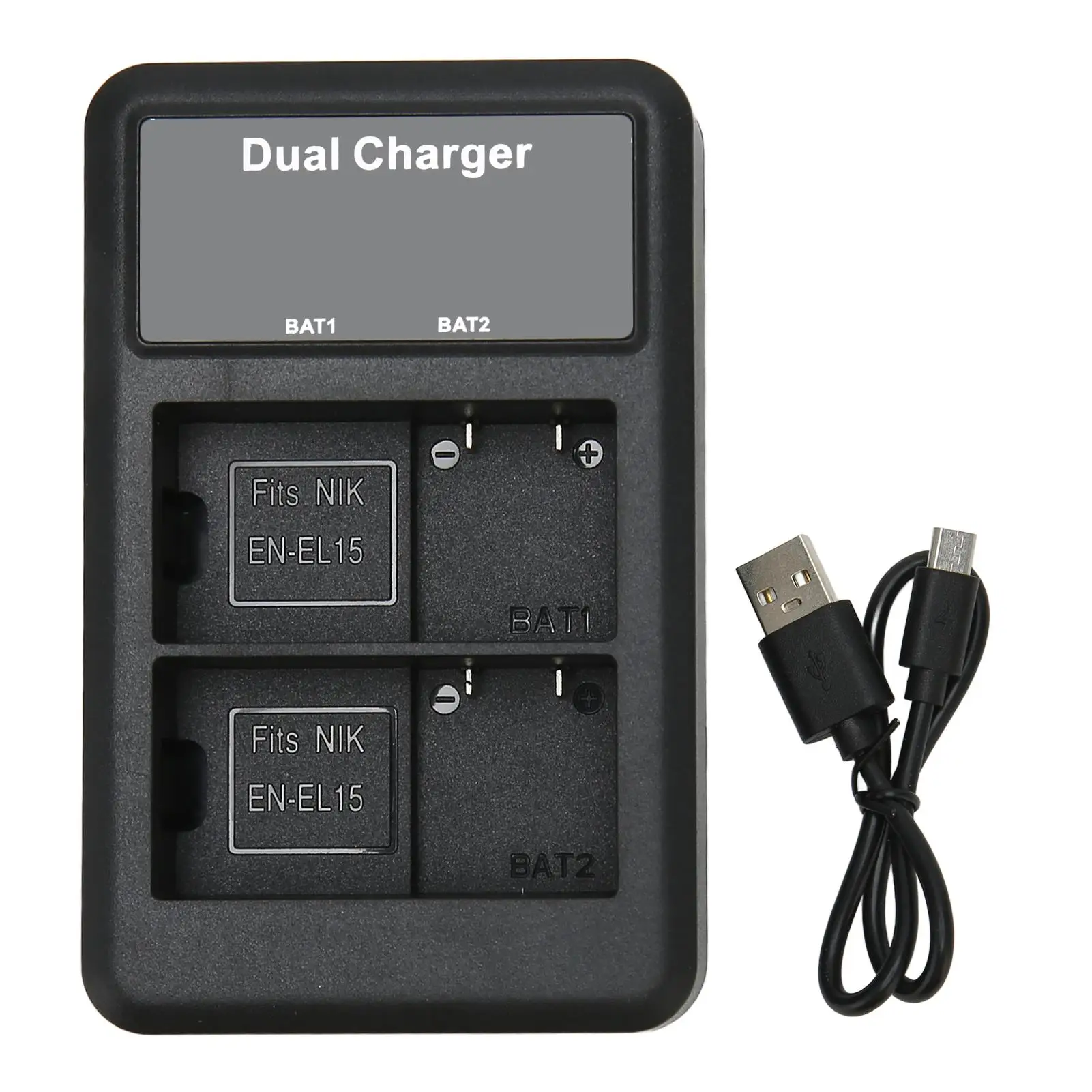 Caricabatteria Per D810/D7000/D800E/D7200: Doppia Stazione Di Ricarica Abs, Ultrasottile