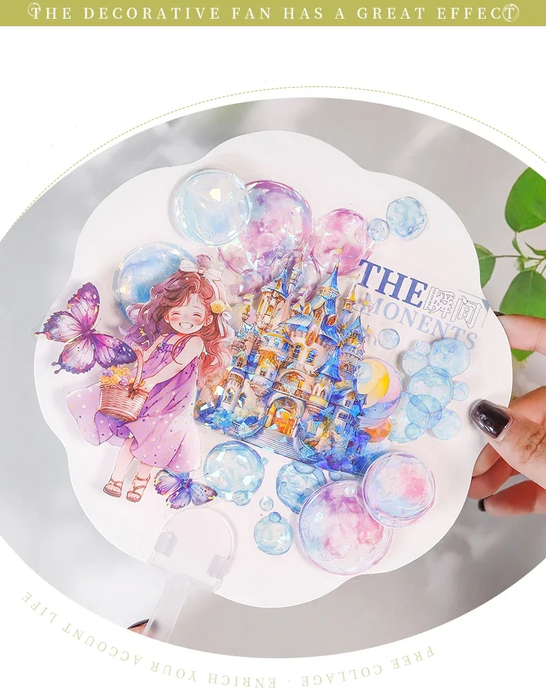 JIANWU Bubble Adventure Series Dream Bubble Landscaping Material Collage PET Sticker Creative DIY Journal Stationery