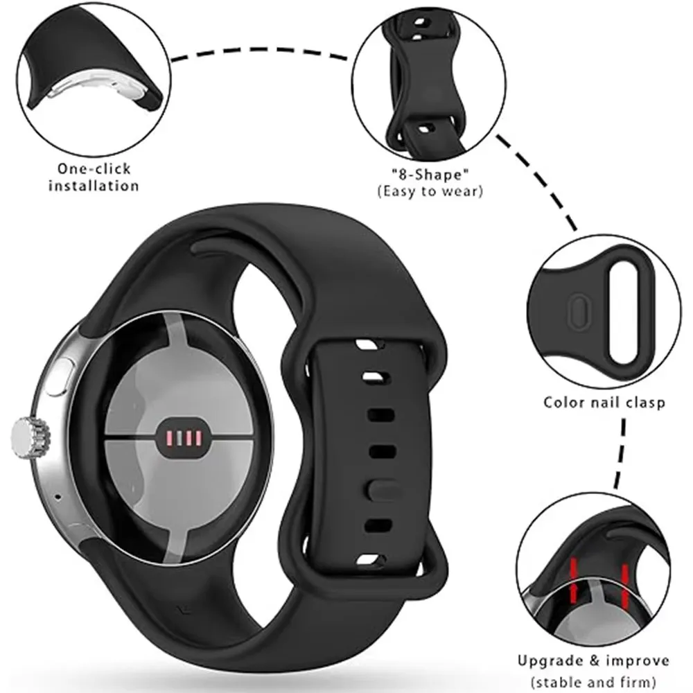 Enhanced Silicone Sport Watch Strap - Replacement Band Accessory