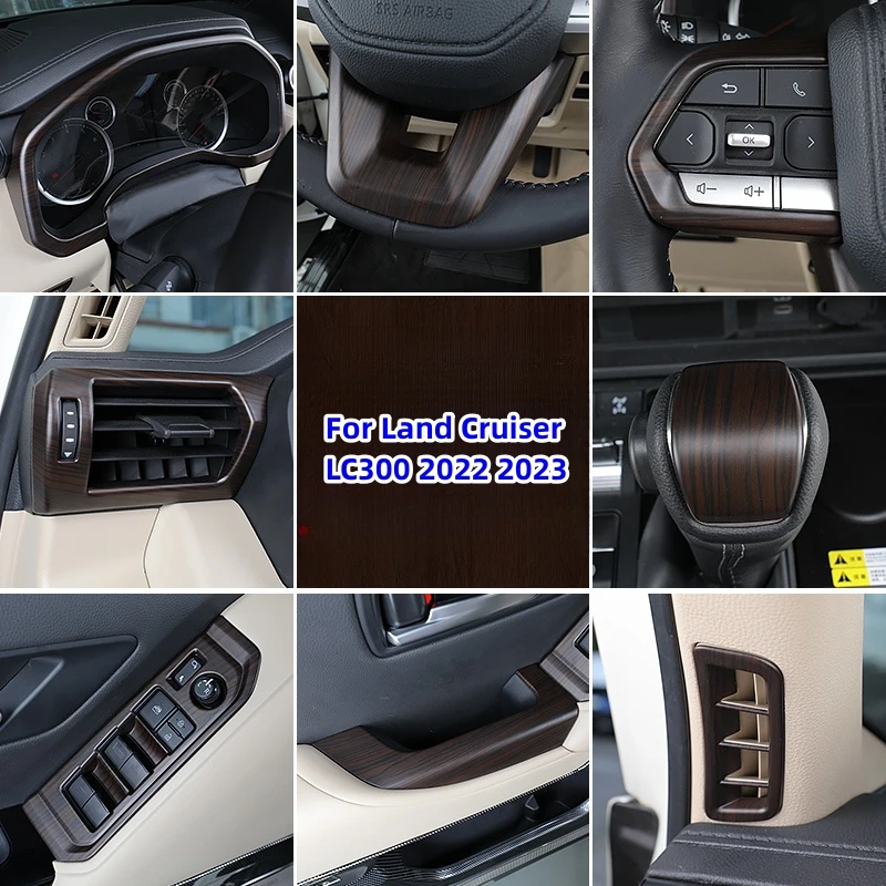

Для Land Cruiser LC300 2022 2023 отделка из персикового дерева внутренняя отделка накладка на шестеренку рулевое колесо рамка Автомобильная дверная ручка наклейка