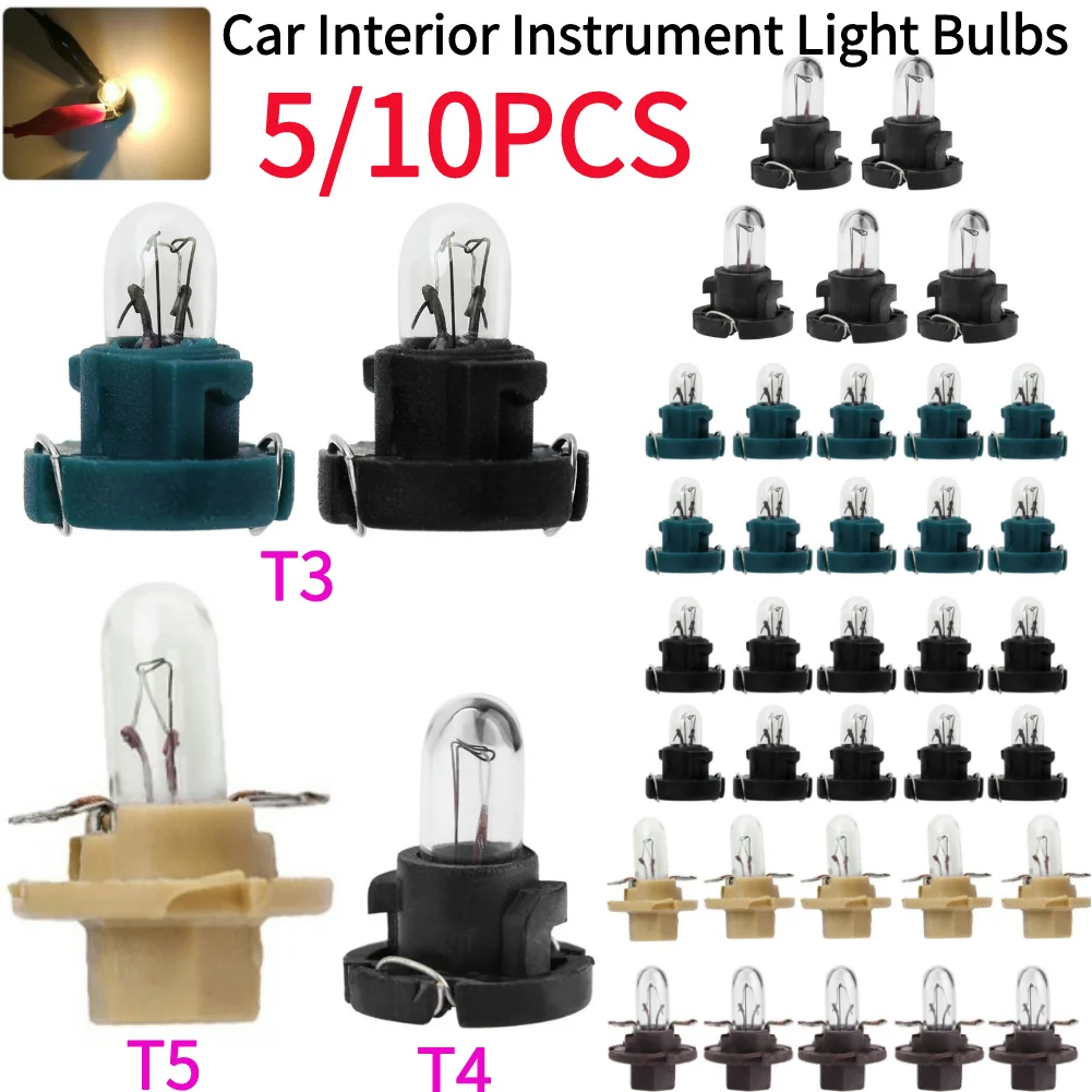T3 Car Led 5/10Pcs Car Motorcycle Interior Instrument Light Bulbs T3 T4 T5 LED ...