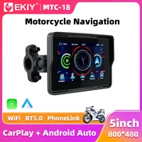 EKIY 5.0 inch Wireless CarPlay Moto Android Auto Motorcycle GPS Navigation Display Screen Portable Digital Motorcycle Dashboard