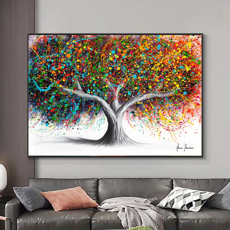 Decor Large Size Canvas Paintings Wall Art Gold Tree Painting Wall P