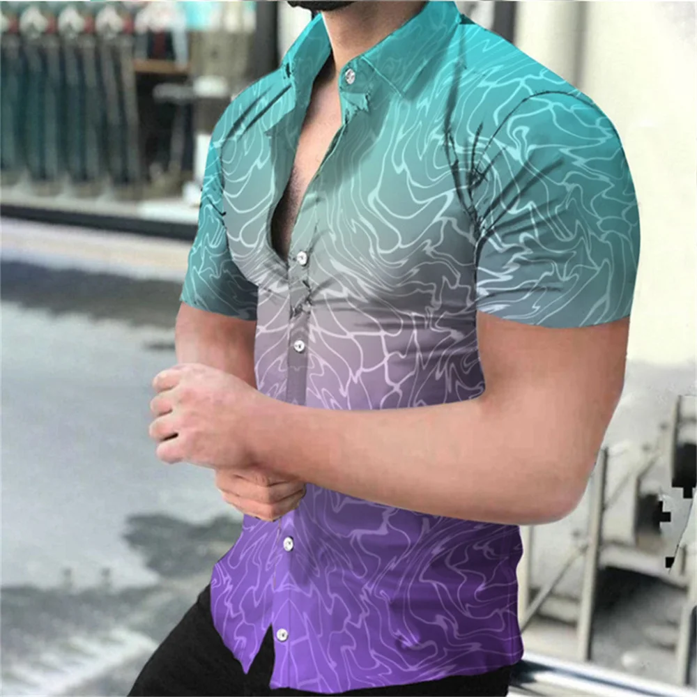 Men's Check Shirts 2024 Summer Cool Casual 3d Print Hawaii Beach Shirts Lapel Short Sleeve Shirt Street Tops Men Women Clothes 6