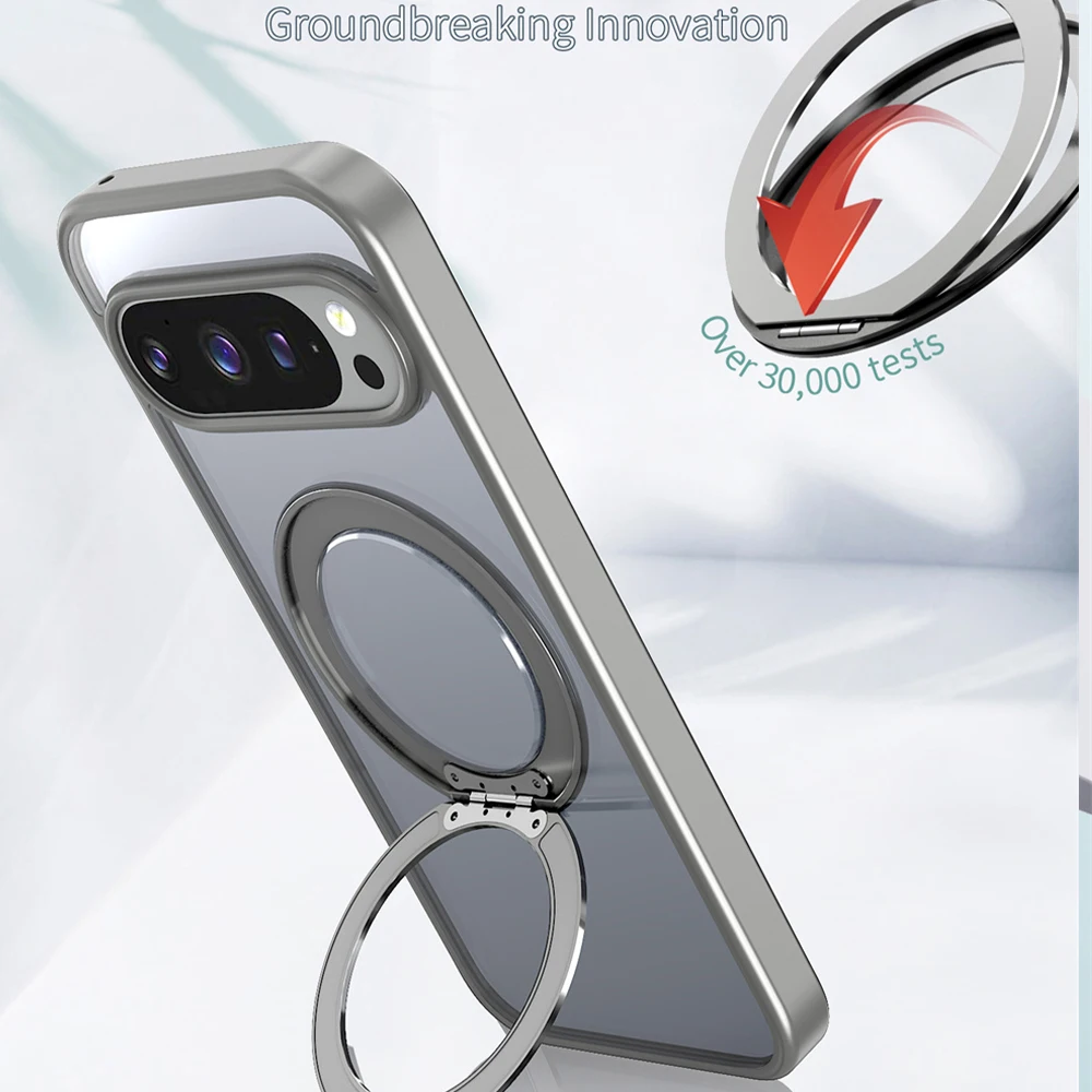 Matte Frosted Shockproof Aluminum Alloy Magnetic Rotating Stand Phone Case