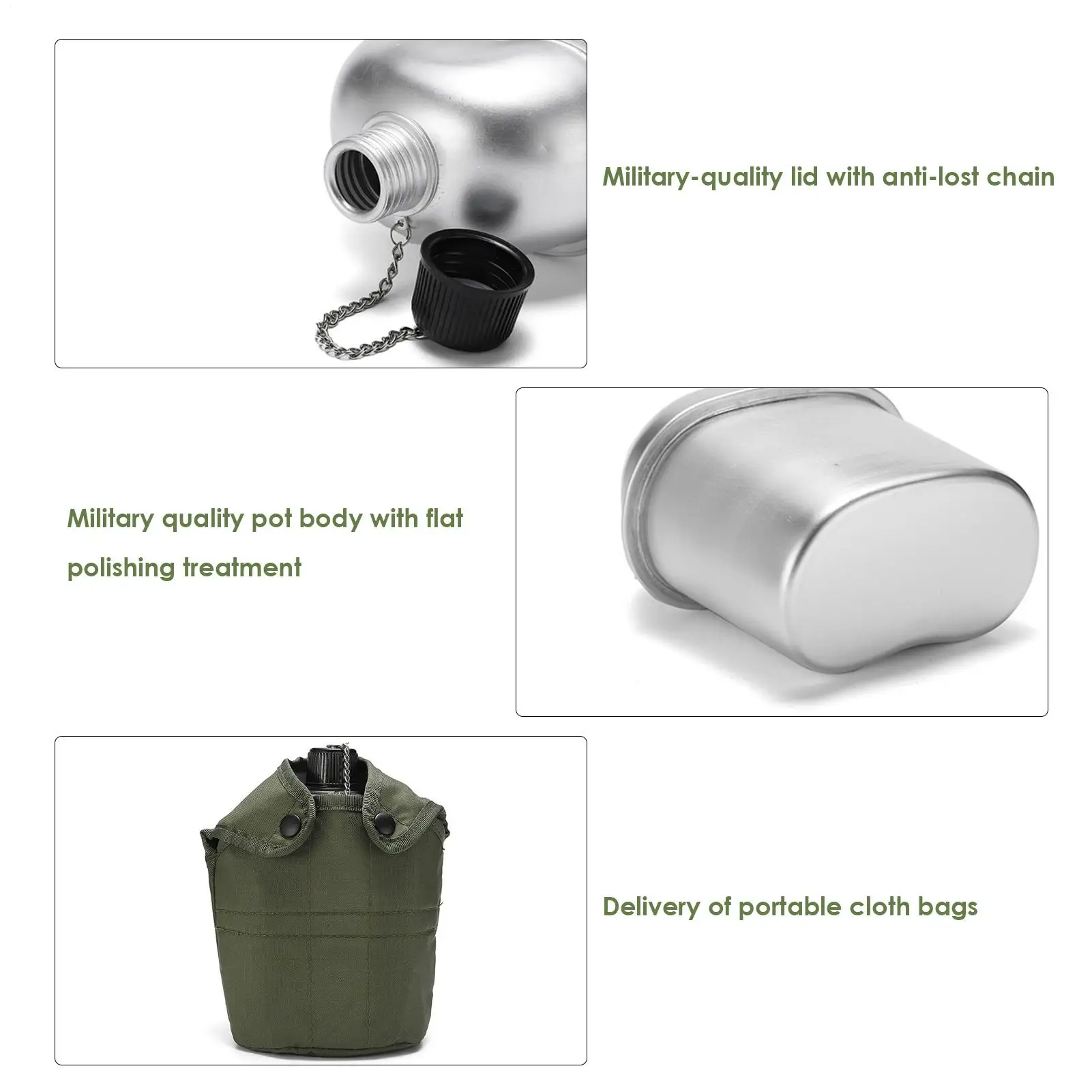 Lightweight Canteen Water Bottle Portable Alcohol Stove Lunch Box Camping Cookware Set Aluminum Canteen Cup Wood Stove Set