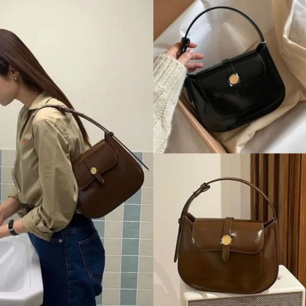 

Vintage Exquisite Daily All-match Latch Armpit Shoulder Bag Elegant Korea Patchwork Minority Handbags Senior Commuter Shoulder