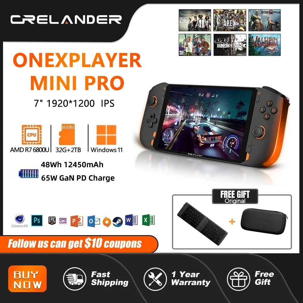 

OneXPlayer Mini Pro 7 Inch Notebook Handheld Game AMD Ryzen 7 6800U DDR5 16GB RAM Touch Screen PC Portable Handheld Games Consol