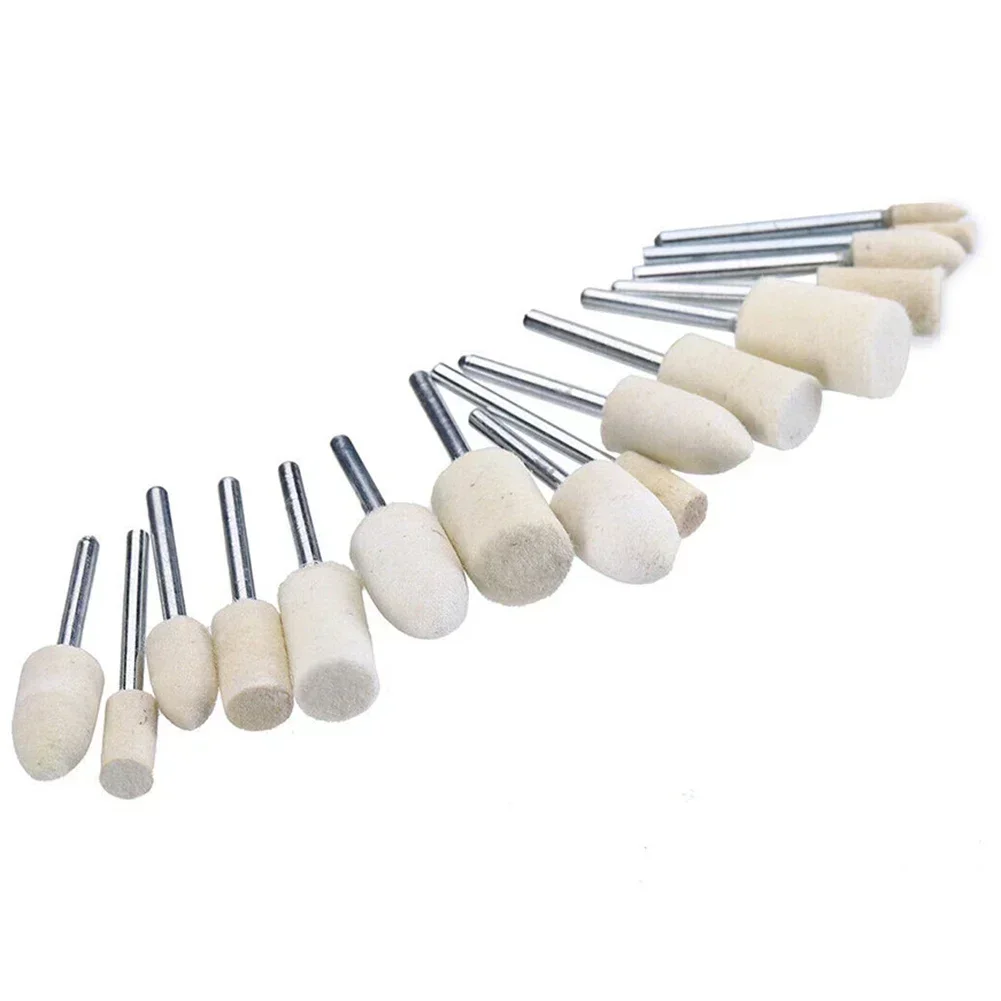 20Pcs Felt Polishing Buffing Pads Wheel Wool Grinding Head 3mm Handle Rotary Tool Kit For Metal Marble Glass Polishing Tool