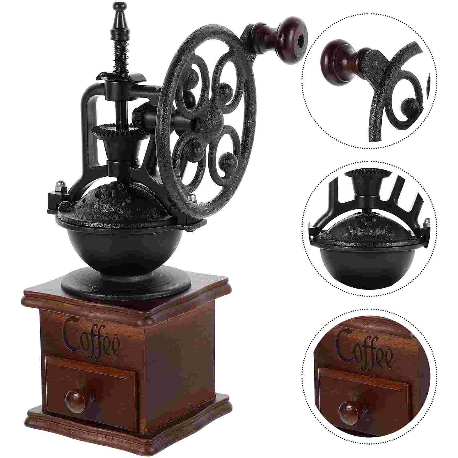 

Manual Coffee Grinder Vintage Pepper Mill Hexagon Base Kitchen Grinder with Handle Coffee Making Supplies for for Office Home