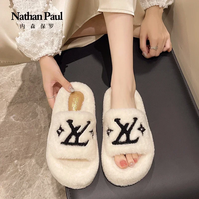 women's slippers solid color fluffy slippers women's winter fashion shoes thickened warm floor cotton women slippers