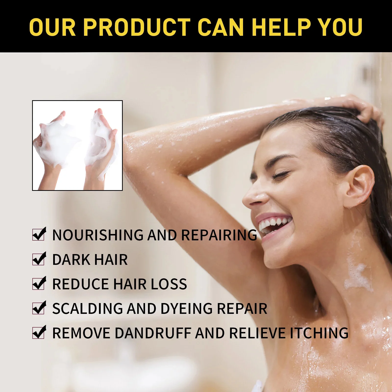 500ml Natural Herbal Hair Dye Shampoo 3 in 1 Change Hair Color Gray Hair to Dark Brown Black Deep Nourishing Fashion Hair Care 5