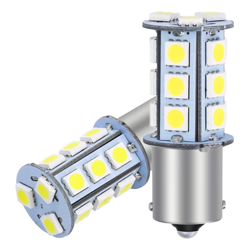 

20pcs 24V 12V S25 1156 BA15S 1157 BAY15d Car LED DRL Turn Signal Light Bulb Auto Truck Backup Parking Lamp 5050 18SMD White