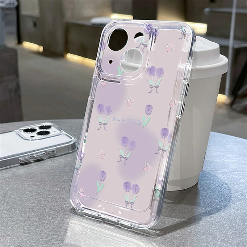 Fantasy Purple Tulip Flower Transparent Phone Case - Soft Cover