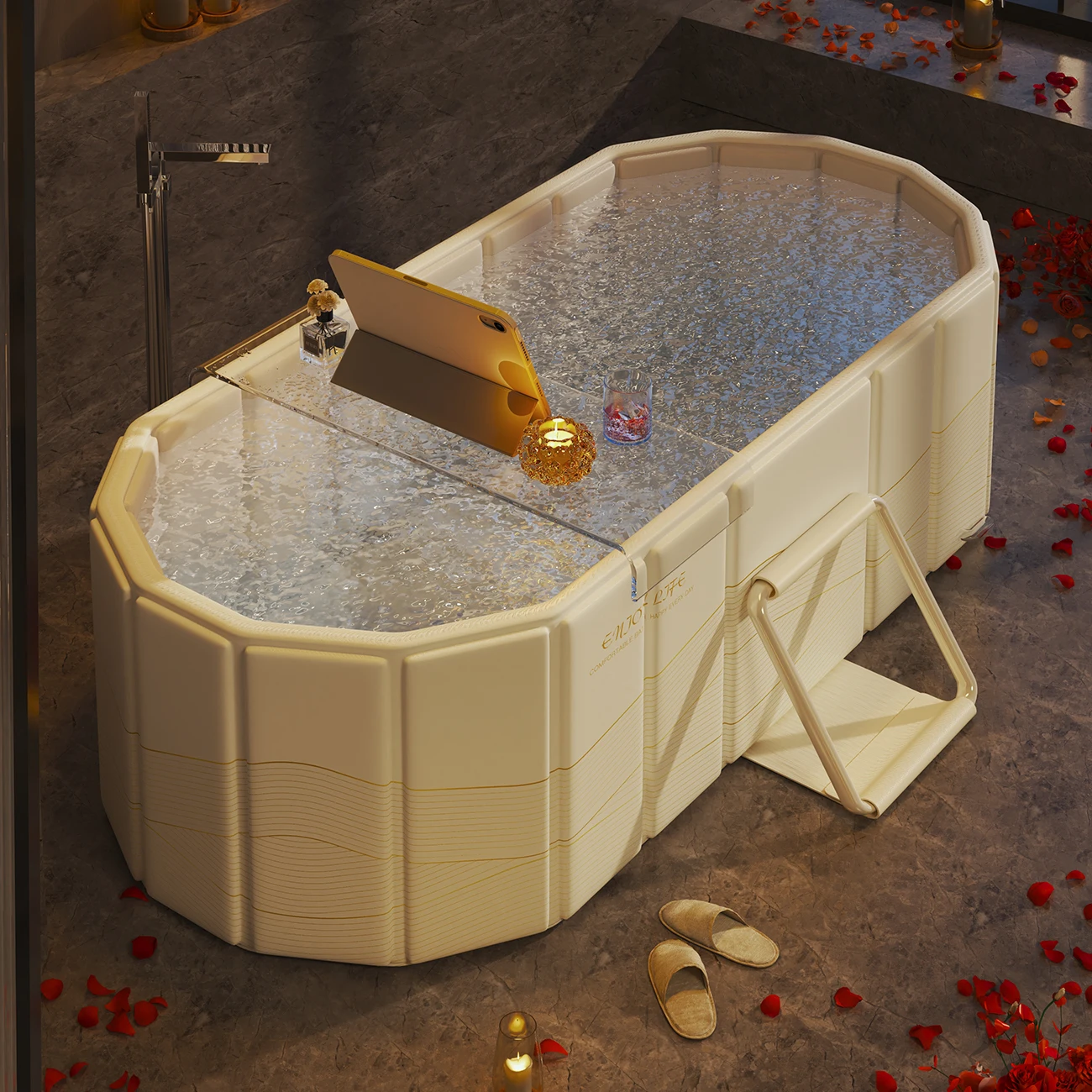 Warmiehomy Portable Foldable Bathtub For Adults, Freestanding Soaking Bathtub, Installation-Free