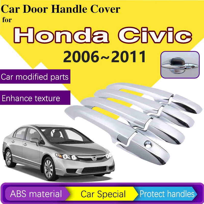 

Luxurious Chrome Door Handle Cover For Honda Civic MK8 8 Accessories 2006 2007 2008 2009~2011 Exterior Styling Trim Car Stickers