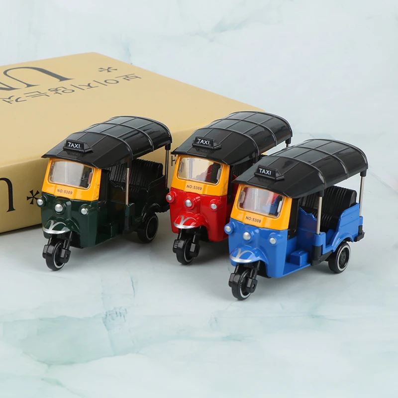 Alloy Tricycle Retro Simulation Model Three Wheeled Motorcycle Toy Diecast Hot Sale Autorickshaw Car Model Figure Toys For Kids - 2