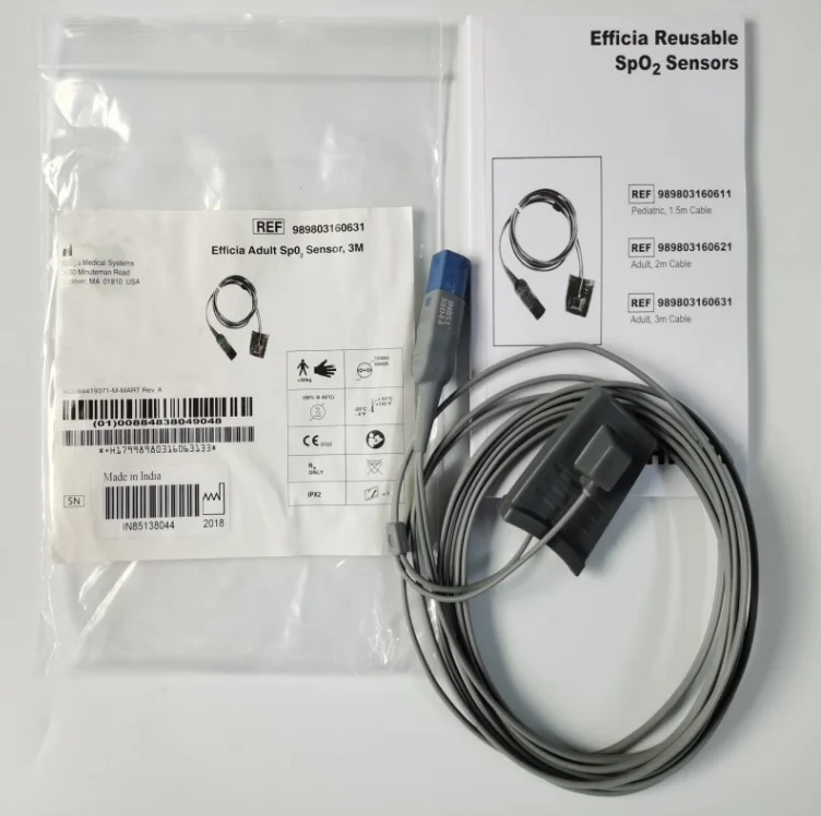 

For PHILIPS Original Efficia Adult SpO2 Sensor, 3M. REF: 989803160631