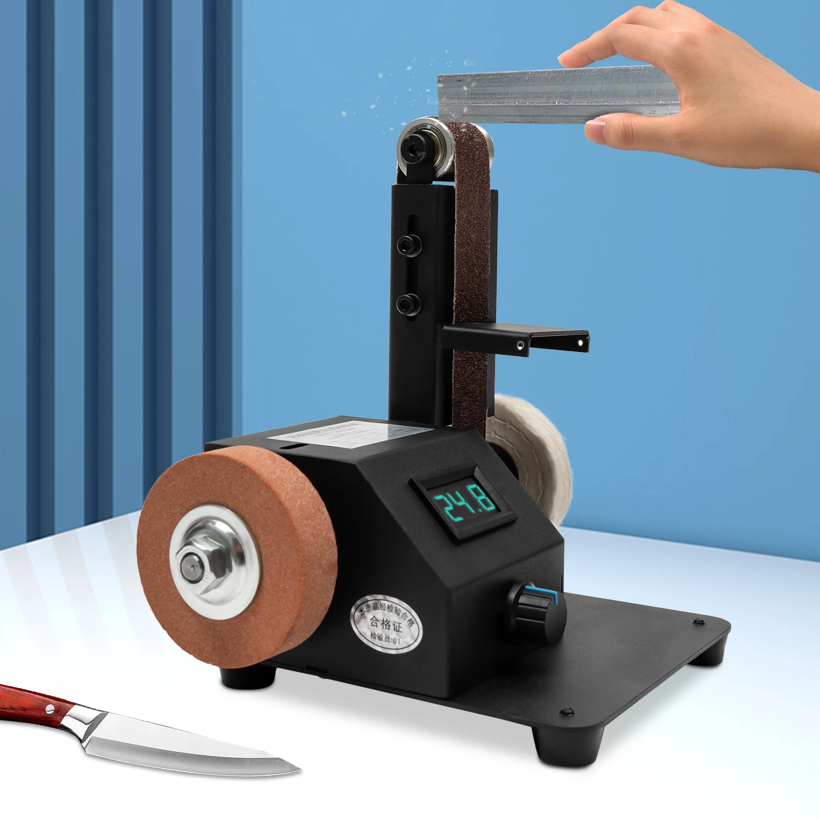 Electric Mini Belt Sander DIY 350W for Knife Making Upgrade Knife Sharpening with 10PCS Abrasive Belt 2