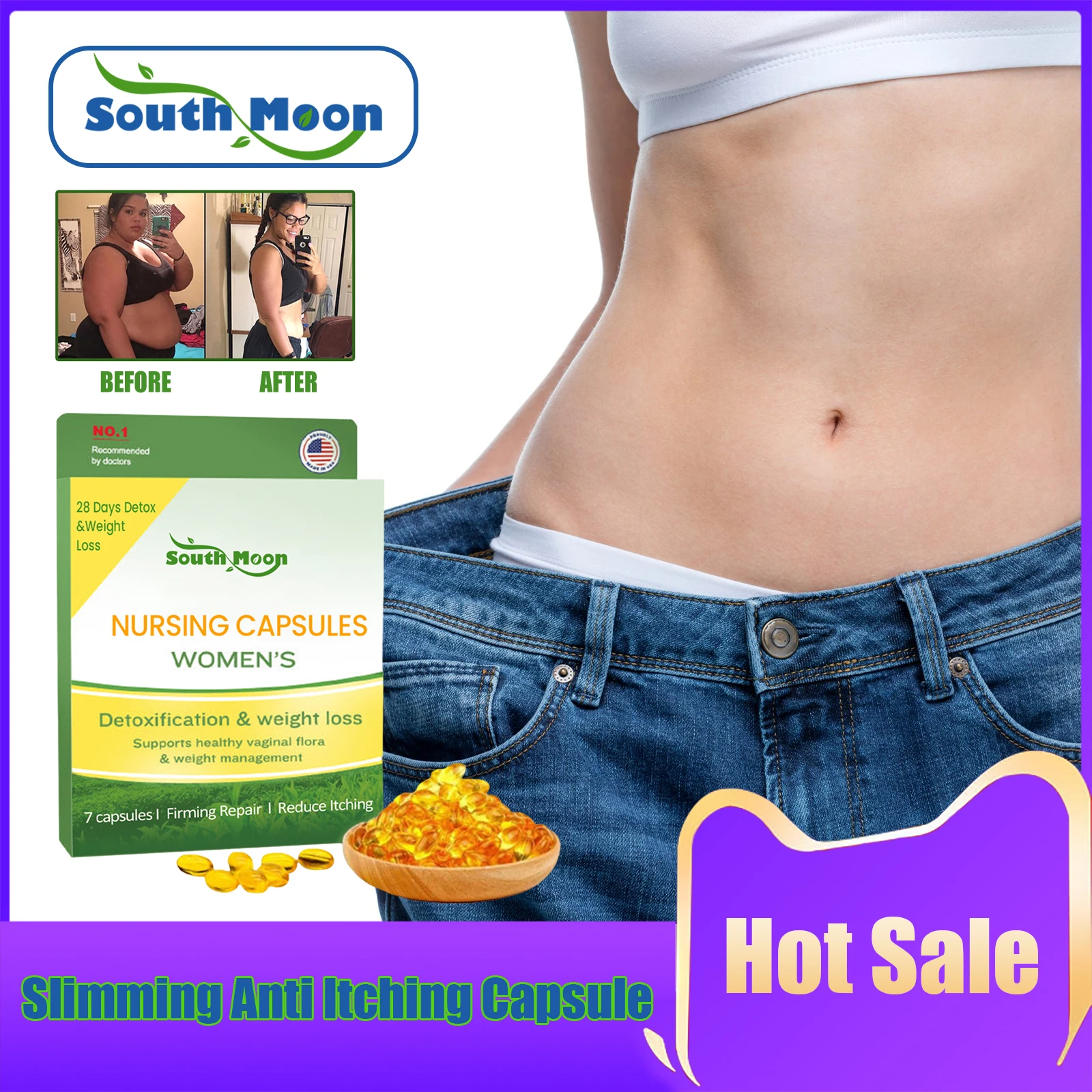 

Anti-Itch Detox Capsules Slimming Fat Burning Loss Weight Tightening Vagina Abdomen Shaping Body Toxin Remove Cellulite Capsule
