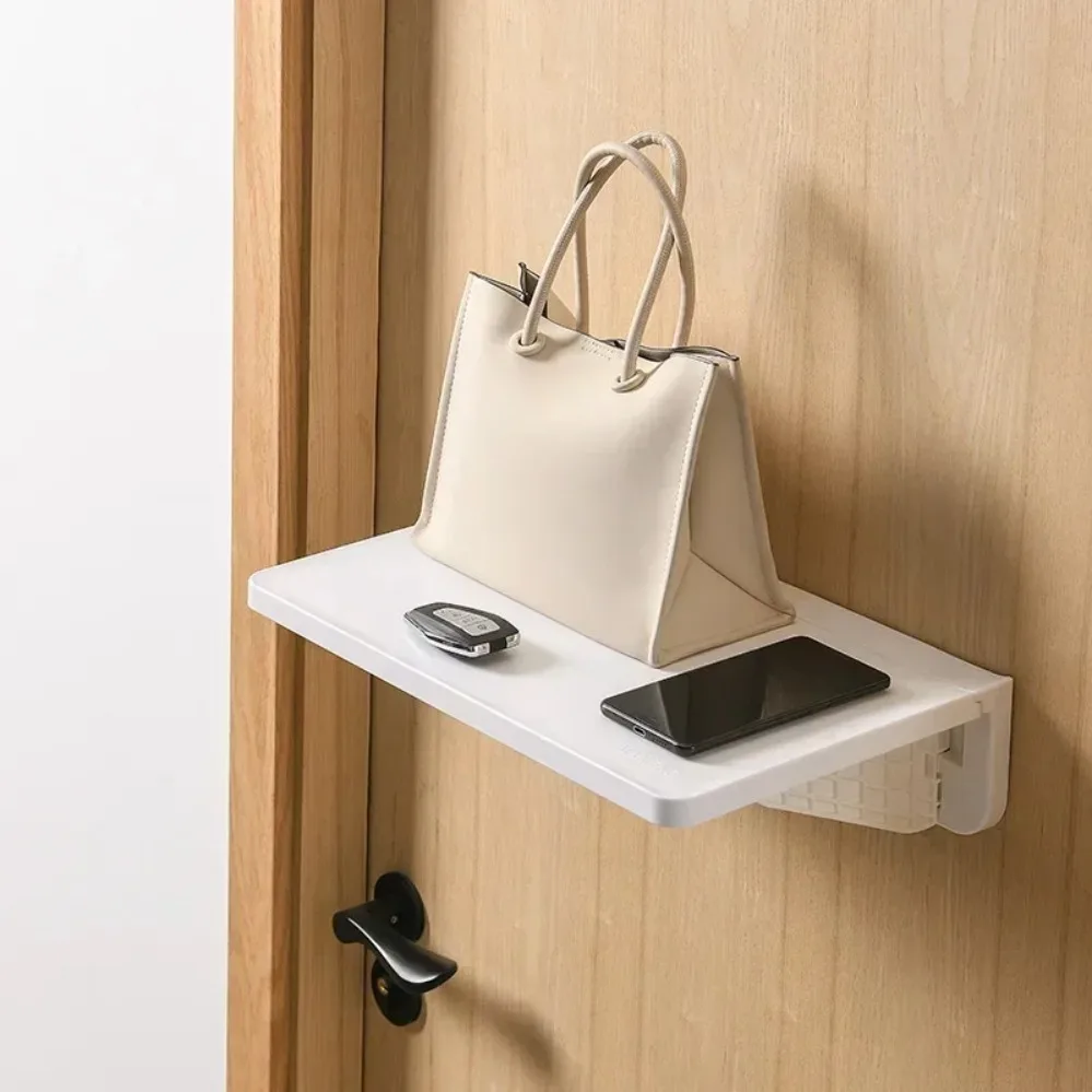1 Pcs New Kitchen Wall Storage Wall Mounted Partition Foldable Shelf Non Perforated Bathroom Walls Storage Board Toilet Shelfs