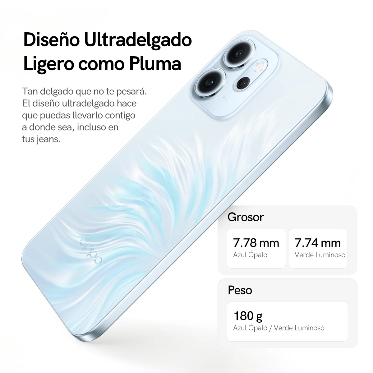 OPPO Reno 14 F 5G, Teléfono Móvil Oficial, Pantalla OLED de 6.59 Pulgadas, Resolución 1080 x 2372, 12GB-256GB, Carga de 45W, 6000mAh, Android 15.0 OTA, Verde 4