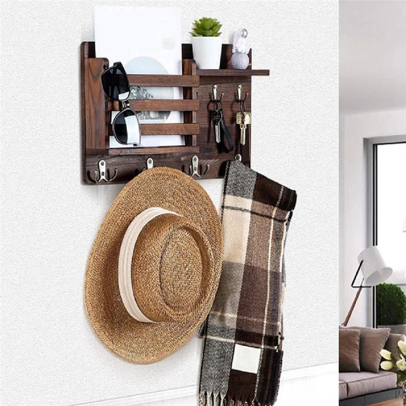 Key And Mail Holder For Wall Mail Organizer Wall Mount With Hooks Easy Installation Key Rack For Entryway And Homedecora Durable