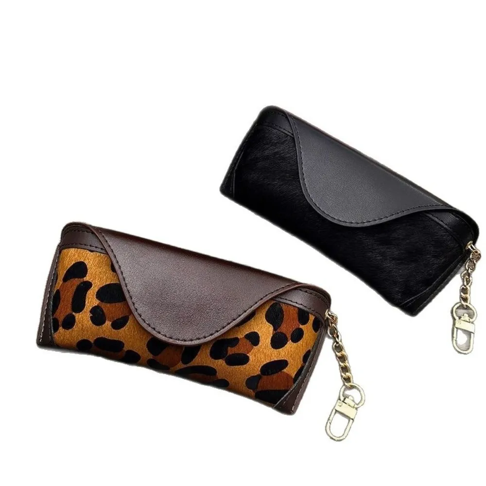Leopard Print PU Leather Eyewear Protector with Lanyard