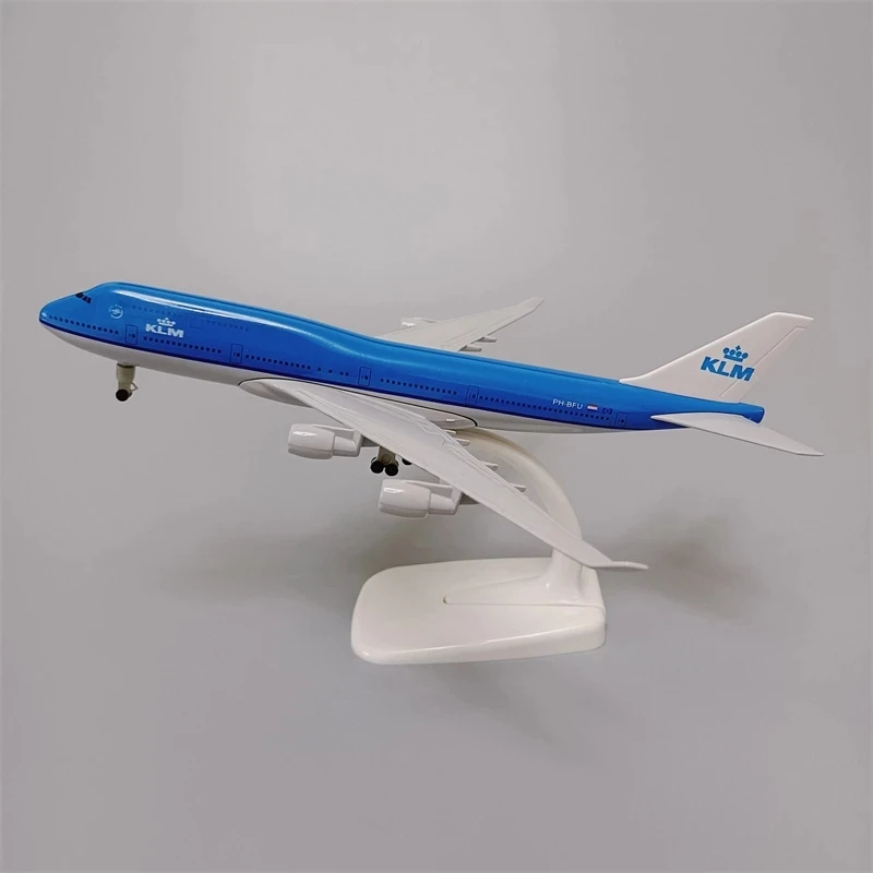 Модель самолета KLM B747 Airlines, 20 см, модель самолета из металлического сплава с колесами, посадочные шасси 20