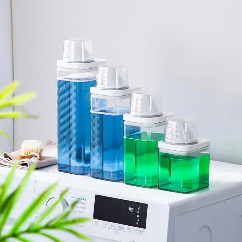 

Muti-sizes Laundry Detergent Dispenser Airtight Storage Box Clear Washing Powder Container with Measuring Cup Plastic Cereal Jar
