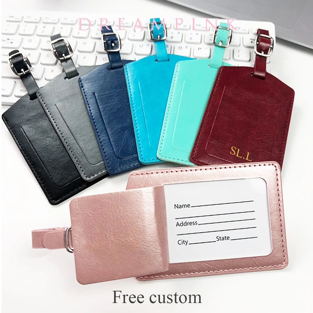 Engrave Letters Luggage Tag Custom Initials PU Leather Baggage Bag