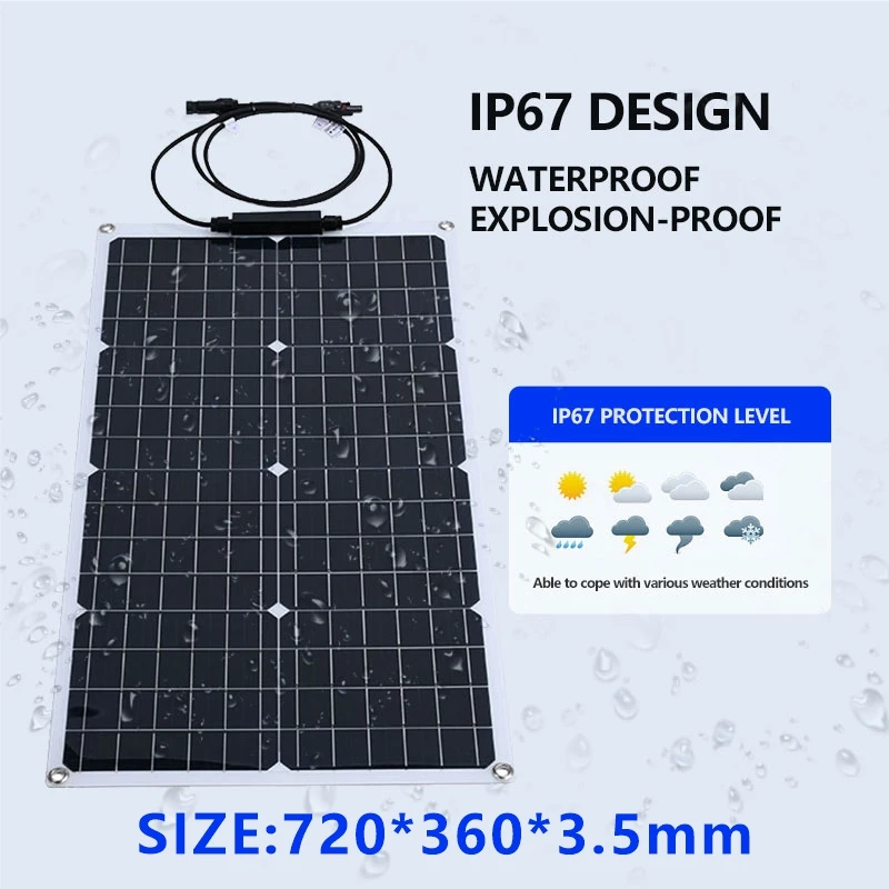 Système d'Massage Solaire 2000W 110V/220V 4000W, Onduleur de Panneau Solaire en Verre 12V, Contrôleur de Charge de Batterie pour Usage Domestique/Extérieur