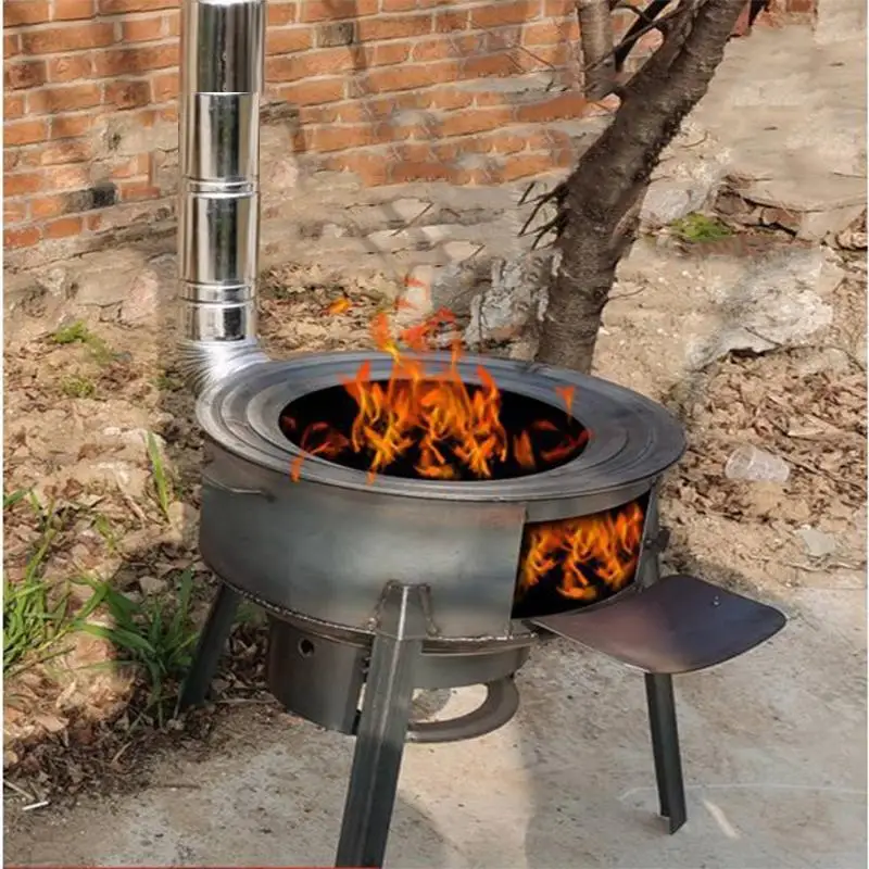 Firewood Stove Outdoor Camping Movable Ground Pot Wood Stove Multifunction  Thicken Home Rural Stove - AliExpress