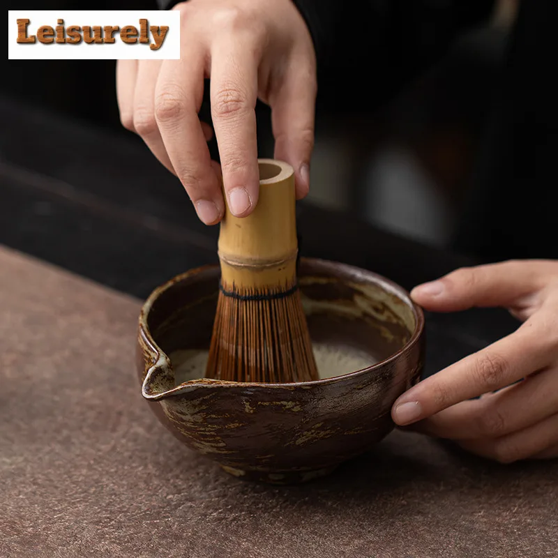 Retro Coarse Pottery Tea Set Complete Set Aesthetic Japanese Matcha Set Kit Tea Brush Stand Tea Ceremony Kitchen Bar Supplies