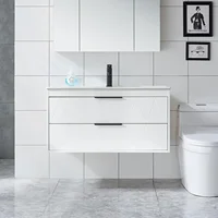 36" Bathroom Vanities Cabinet with Sink Combo, Wall Mounted Floating Cabinet W/Decor Line,Soft-Close System, 2 Extra Big Drawers 1
