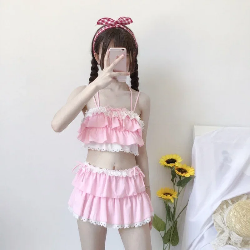 

New Women Padded Biquini Suit Korean Style High Waist Bikini Set Two Pieces Swimwear Swimsuit High Quality Beach Suit Dropship