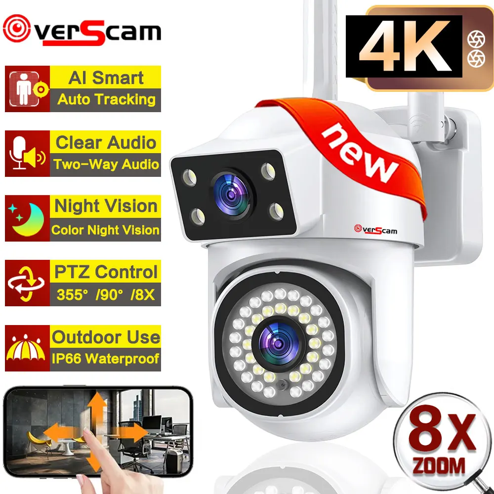 

Камера видеонаблюдения, 2,4G/5G HD, 8 Мп, PTZ, Wi-Fi