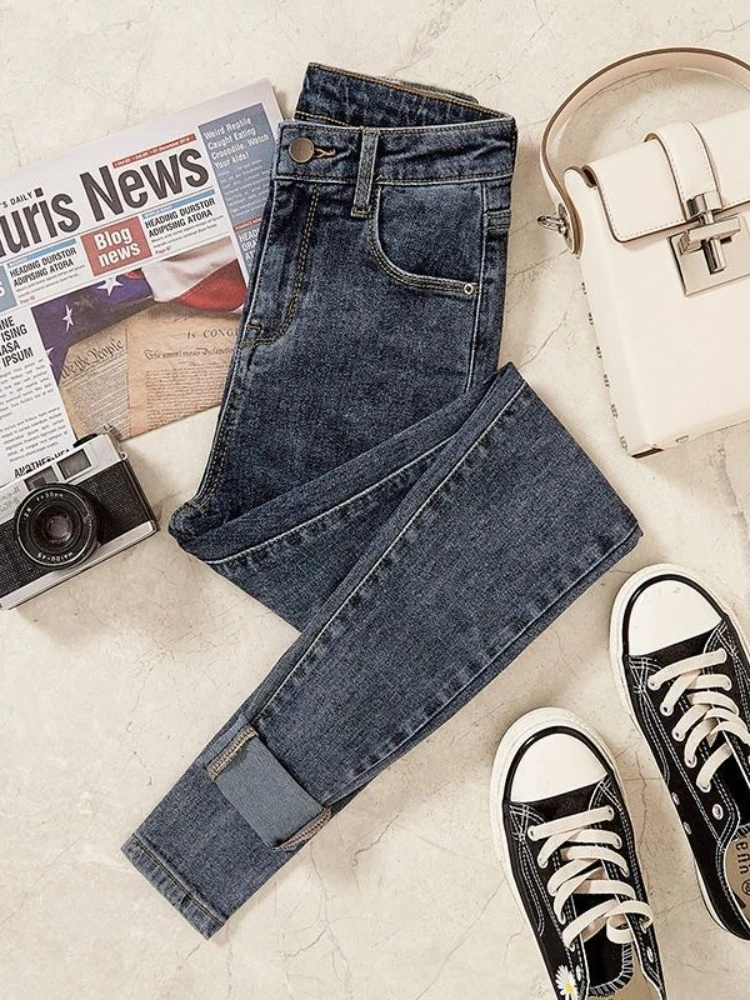 High Waist Jeans Women Autumn New Slim Skinny Pants Spring Casual Girl Denim Trousers Black Female Fashion Stretch Pencil Jeans