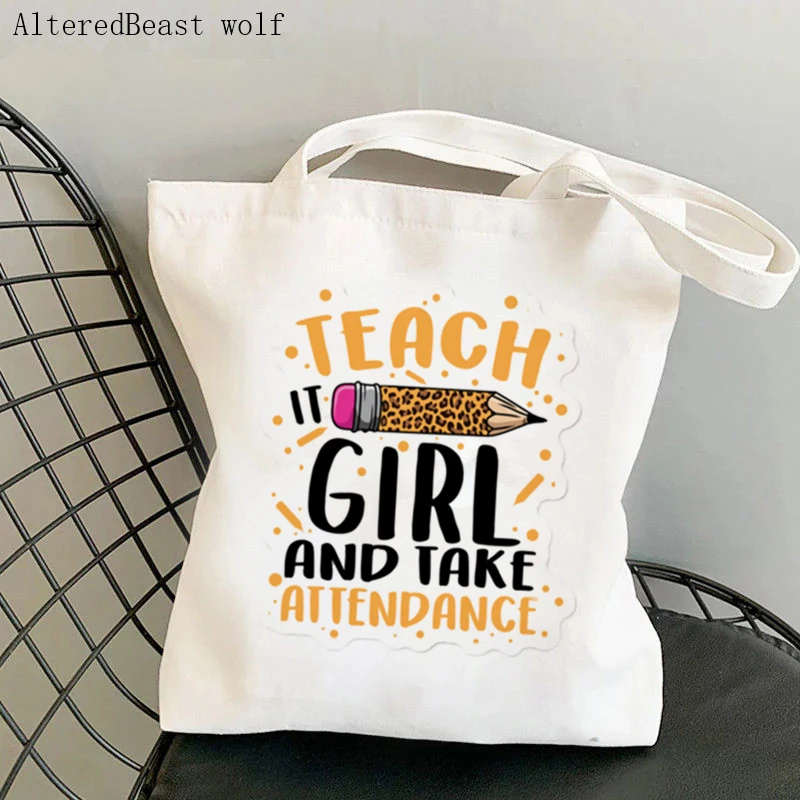 Teacher supplies Shopper bag All Teachers Love Brains Bag Shopping Canvas Shopper Bag girl handbag Tote Shoulder Lady gift Bag