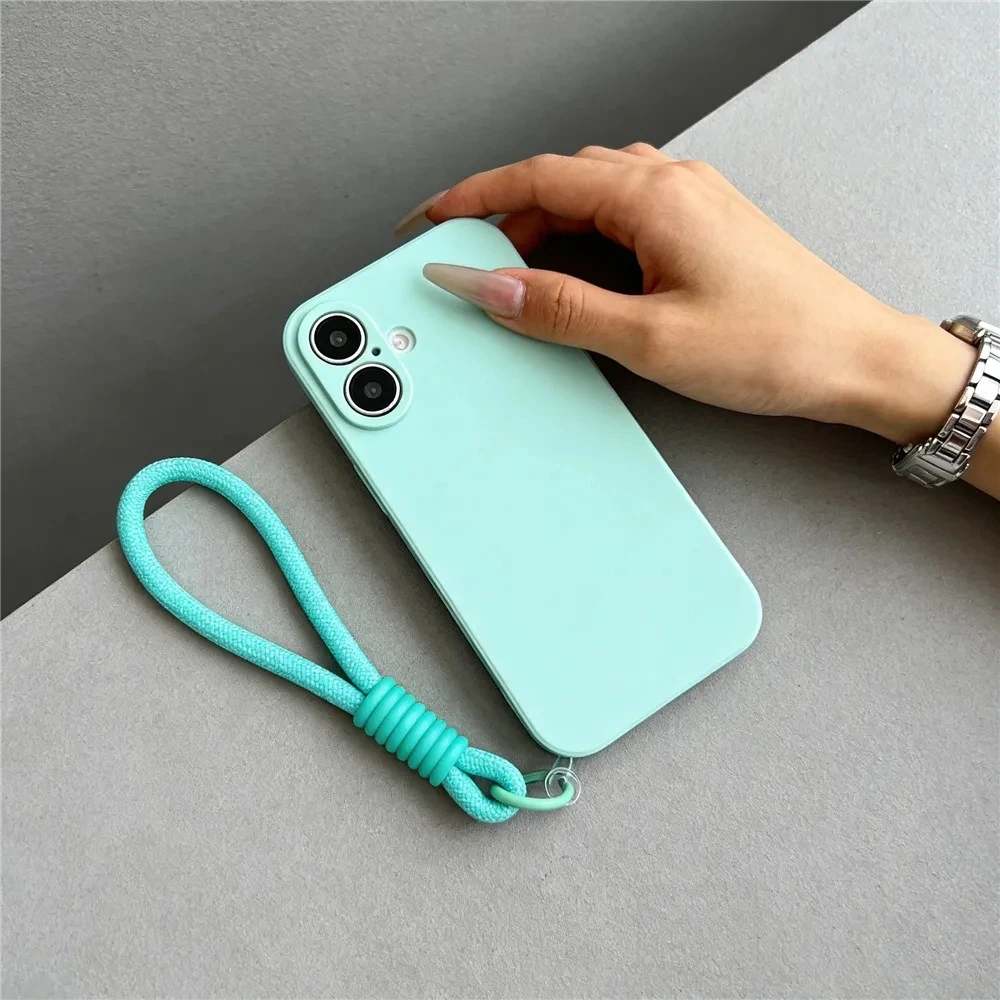 Matte Solid Color Silicone Phone Case with Hand Strap